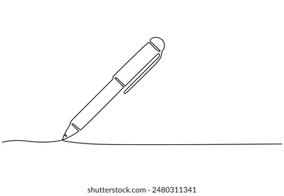 One continuous line drawing of pen Pencil symbol of study and education concept in simple linear style, เวกเตอร์สต็อก