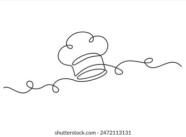 Стоковое векторное изображение: One single line drawing of chef hat or cap for restaurant vector graphic illustration. Elegant cafe badge concept. Modern continuous line draw design street food logotype