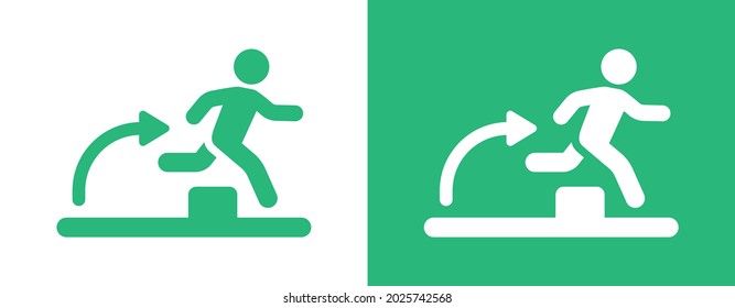Obstacle race icon. Man jumping pass obstacle icon vector illustration Stock Vector