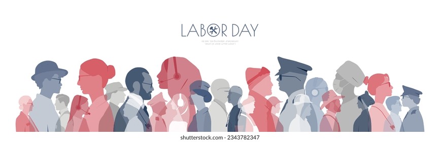 Labor Day banner. People of different professions together. Stock Vector