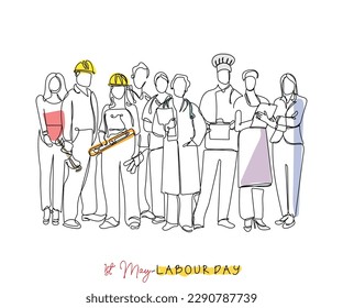 labour day vector art. Group of labours as a builder of nation. Isolated vector art. Stock Vector