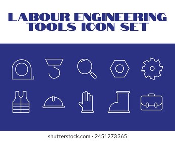 Labour day icon set. Labor Tools Icon Vector graphic illustration. Line Icons set of Engineering tools Immagine vettoriale stock