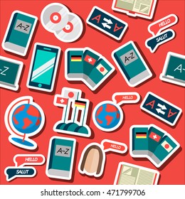 Languages education flat collage Stock Vector