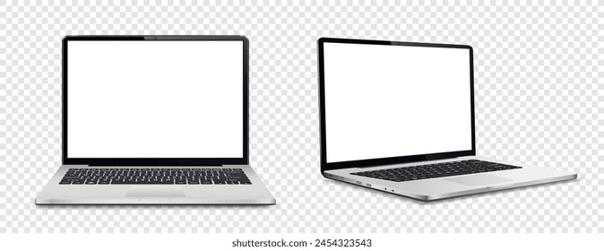 Laptop computer with white screen on transparent background Adlı Stok Vektör