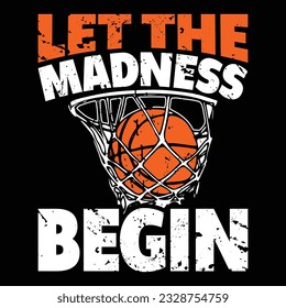 Let The Madness Begin March Madness T-shirt Design Stockvektor