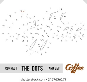 Lettering Word Coffee by dot to dot for children and adults. Numbers game for postcards, congratulations and activity books Stock-vektor