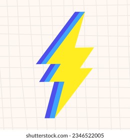 Стоковое векторное изображение: Lightening sign with. Cute hand drawn doodle nature electricity object icon. Thunder bolt, danger cartoon style vector sign