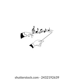 line art of music conductor's hand
 Stockvektor