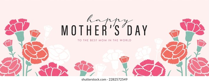 Mother's day banner design with beautiful Carnation flowers. Stock Vector