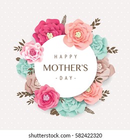 Mother's day greeting card with beautiful blossom flowers Stock Vector