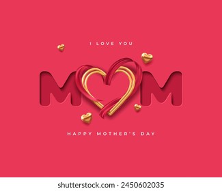 Mother's Day modern background with decor elements. 3d vector illustration. 庫存向量圖