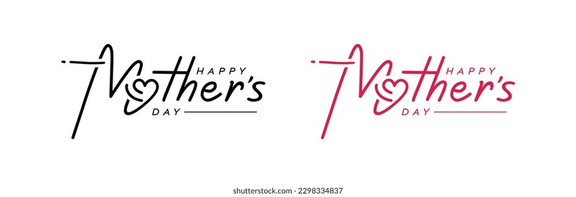 Modern calligraphy happy Mother's Day Letter with love Logo Design, happy Mother's Day logo design, love vector logo design, mother love logo design Stock Vector