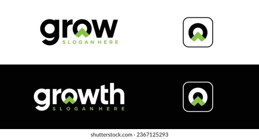 Modern growth logo design wordmark. Abstract arrow shapes logo design in letter O graphic vector illustration. Symbol, icon, creative. Stockvektor