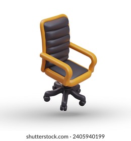 Modern professional armchair in black and yellow colors. Furniture for work in office. Vector illustration in 3d style with white background and shadow Imagem Vetorial Stock