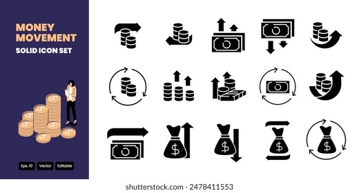 money movement solid icon vector design good for web and mobile app Immagine vettoriale stock