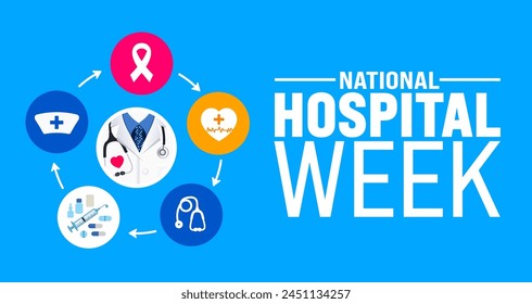 May is National Hospital Week background template. Holiday concept. use to background, banner, placard, card, and poster design template with text inscription and standard color. vector illustration. Stockvektor