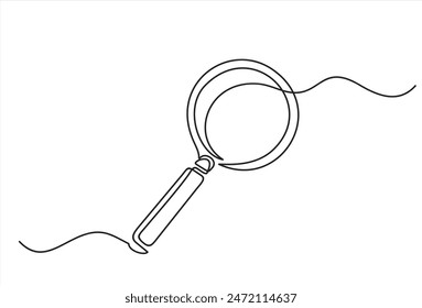 Magnifying glass in continuous one line drawing. Concept of Business analysis in simple outline style. Used for logo, emblem, web banner, presentation. Doodle Vector Illustration: wektor stockowy