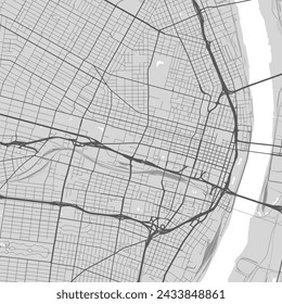 Map of St. Louis city, Missouri, United States. Urban black and white poster. Road map image with metropolitan city area view., vector de stoc
