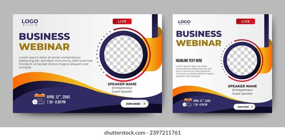 Marketing Strategies live webinar banner invitation and social media post template. Business webinar invitation design Adlı Stok Vektör