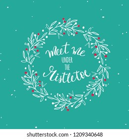 Merry Christmas and New Year words on Christmas tree decoration. Vector hand drawn Lettering Stock Vector