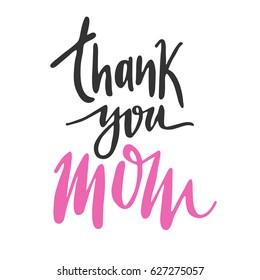 Message Thank you Mom. Happy Mothers Day lettering greeting card. स्टॉक वेक्टर