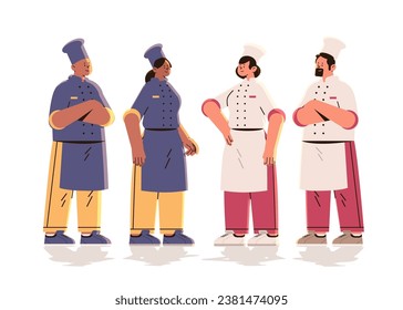 mix race professional restaurant culinary chefs or bakers in uniform food industry workers happy labor day celebration concept Stock Vector