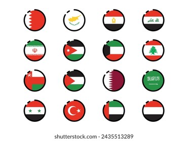 Middle East Flag Illustration Set Arkistovektorikuva