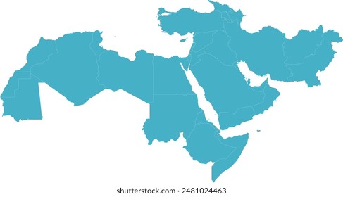 Middle East and North Africa MENA region map with Countries not included in single color: stockvector