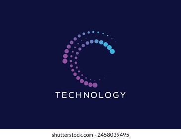 Стоковое векторное изображение: Minimalist Technology vector logo. Modern Technology vector logo