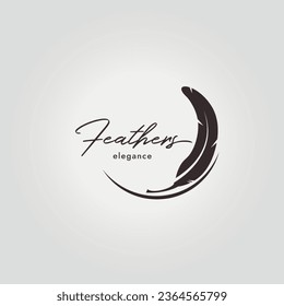 minimalist plumage logo, illustration of feather icon, design vector of quill Stock-vektor