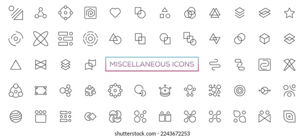Miscellaneous icons- thin line web icon set. Outline icons collection. Simple vector illustration Stockvektor
