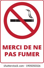 No smoking plate, poster, French Stockvektor
