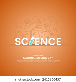 National Science Day is celebrated on 28th February. Vector illustration of banner, header, poster for Scientific laboratory in flat line style 库存矢量图
