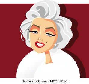 N.Y.,U.S. May 20, 2019, Marilyn Monroe Vector Caricature. Funny portrait of famous pop culture cinema icon
 – Vector báo chí có sẵn