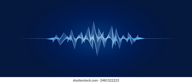 Sound wave abstract frequency illustration on dark blue background  Immagine vettoriale stock
