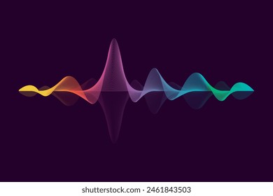 Sound wave motion. Multicolored line equalizer. Abstract background. Immagine vettoriale stock
