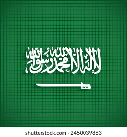 Saudi Arabia Independence Day, Kalma on Green check background with sword on it. Muslim vector background. स्टॉक वेक्टर
