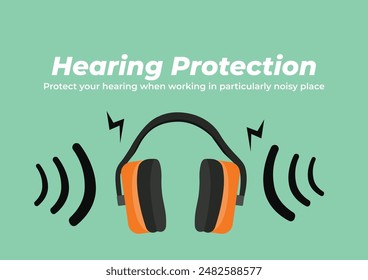 Safety Earmuffs. protect your hearing when working in particularly noisy place. 库存矢量图