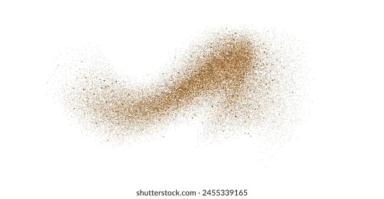Sand dust powder splash. Flowing grit speckles and particles wavy texture. Ground grain scatter element. Gritty explosion wind shape for overlay, poster, banner, brochure, leaflet. Vector background: wektor stockowy