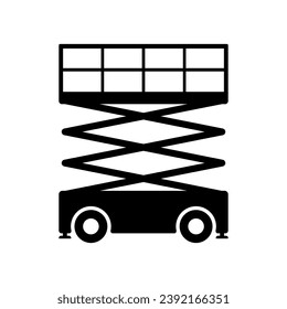 Scissor lift icon. Black silhouette. Side view. Vector simple flat graphic illustration. Isolated object on a white background. Isolate. Stock-vektor