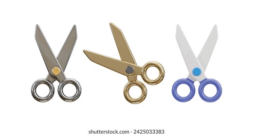 scissors icon 3d rendering vector illustration set Stock-vektor