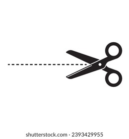 scissors symbol icon Using scissors along the dotted line cutting paper Symbol for the line that needs to be cut Vector illustration Stock-vektor