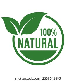 Set 100% Natural and organic Product Vector Icon Circle Sign. Healthy Food Emblem. Organic food Badge.	 Stock-vektor