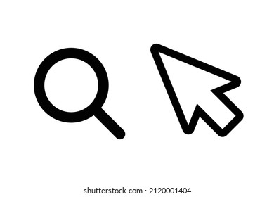 A set of magnifying glass and mouse cursor icons. Editable vectors. 库存矢量图