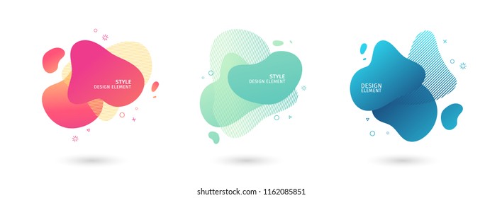 Set of abstract modern graphic elements. Dynamical colored  forms and line. Gradient abstract banners with flowing liquid shapes. Template for the design of a logo, flyer or presentation. Vector. ஸ்டாக் வெக்டர்