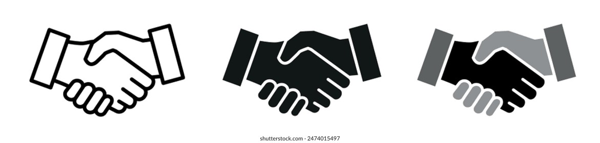 Стоковое векторное изображение: Set of black and white Handshake icons