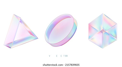 Set of colored 3D objects on a white background. Imagem Vetorial Stock
