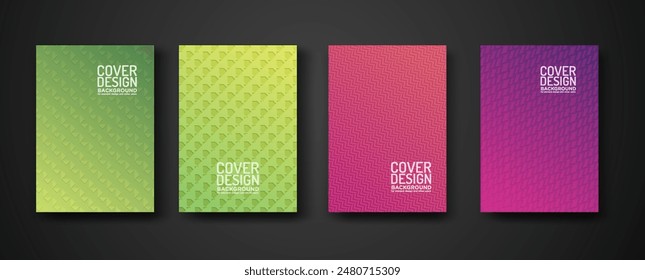 set cover design with modern geometric lines textured pattern and colorful dynamic gradation. for element design and other users. vector Illustration: stockvector