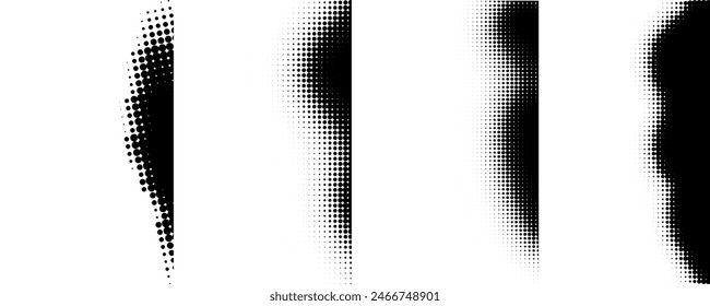 ハーフトーングラデーションの波形パターンのセット。波状の背景。ハーフトーンカーブのテクスチャ。グラデーション ドット パターン。 のベクター画像素材