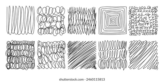 set of hand-drawn doodles of abstract shapes. Pencil textures, free hand drawing. Isolated on white background vector: wektor stockowy